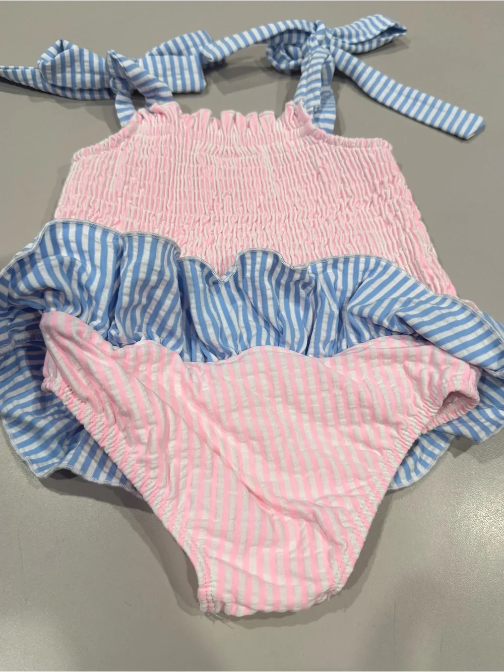 Classical Whimsey Pink & Blue Ruffle Swimsuit - 2T  Like new!
